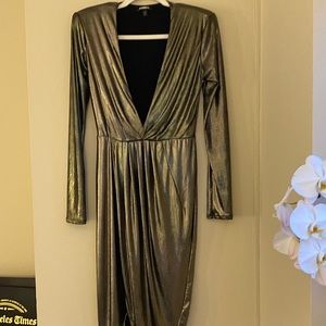 Express Bronze Metallic Hi Low Dress
